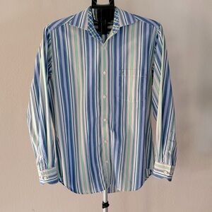 Tailorbyrd Long Sleeve Shirt Button Up Multicolor Blue Striped Men’s Size Medium